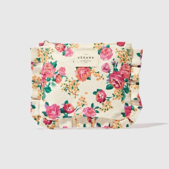 Sezane Handbags - Sezane cotton Canvas floral pouch cosmetic travel mini bag
